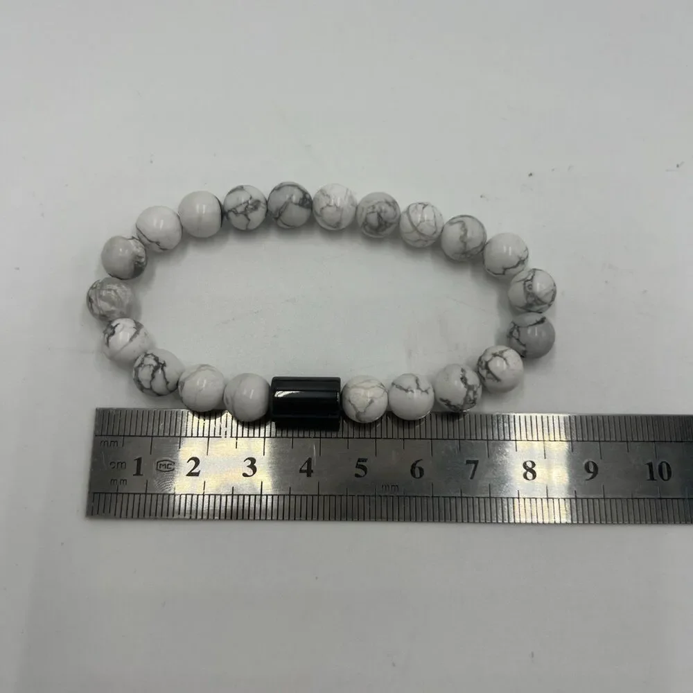 Stretch Bracelet Unisex Heavy Marble Stone Beads Minimalist Peacefulness Restful